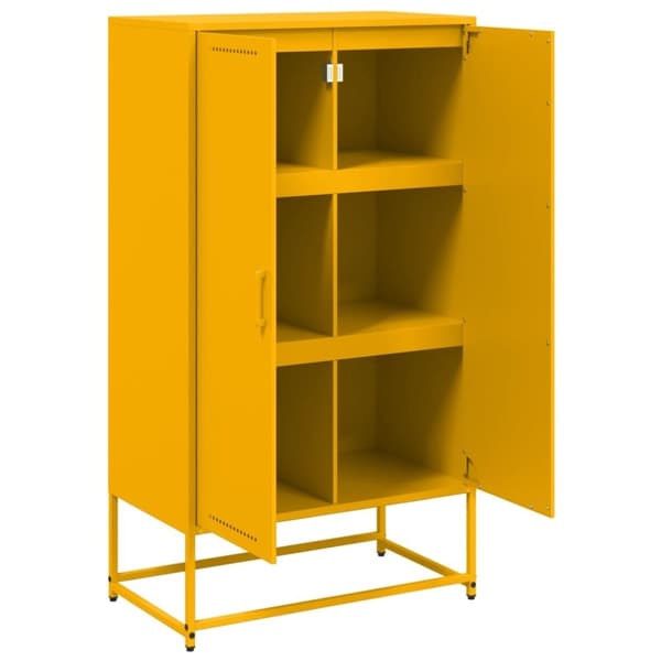 vidaXL Highboard sennepsgul 68,5x38,5x123,5 cm stål