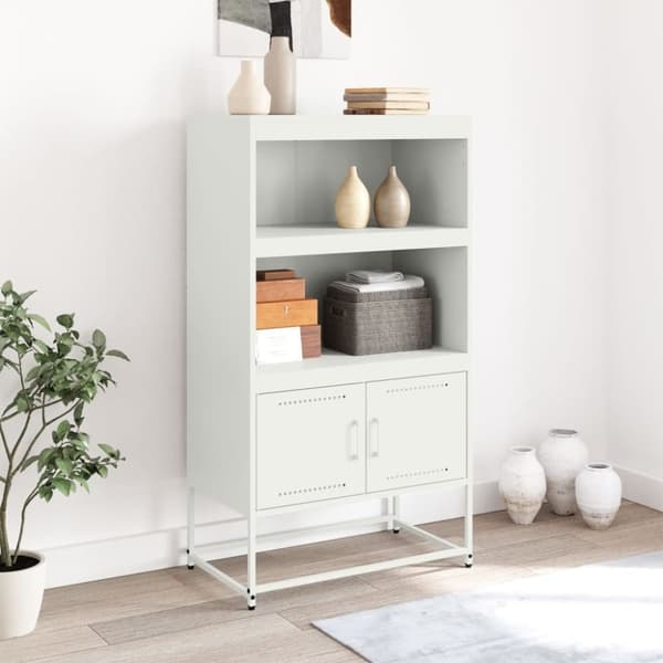 vidaXL Highboard hvit 68,5x38,5x123,5 cm stål