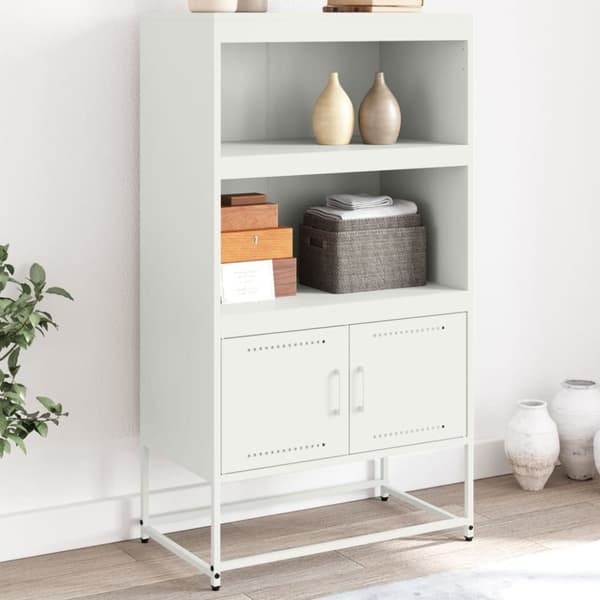 vidaXL Highboard hvit 68,5x38,5x123,5 cm stål