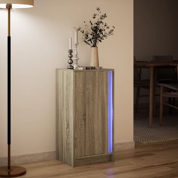 vidaXL Skjenk med LED sonoma eik 42,5x34x85 cm konstruert tre