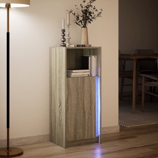 vidaXL Skjenk med LED sonoma eik 42,5x34x100 cm konstruert tre