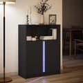 Miniatyrbild 6 av 11: vidaXL Skänk med LED svart 77x34x100 cm konstruerat trä