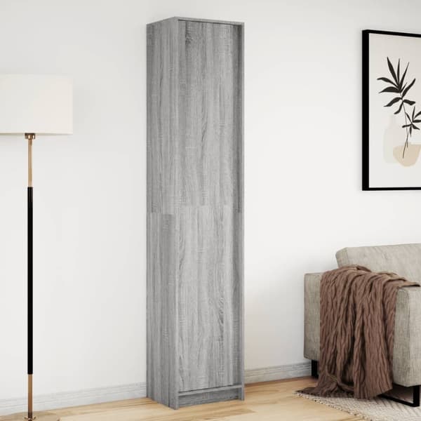 vidaXL Garderobe med LED grå sonoma 41,5x32,5x200 cm konstruert tre