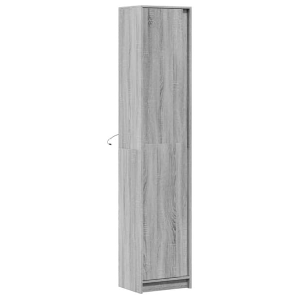 vidaXL Garderobe med LED grå sonoma 41,5x32,5x200 cm konstruert tre