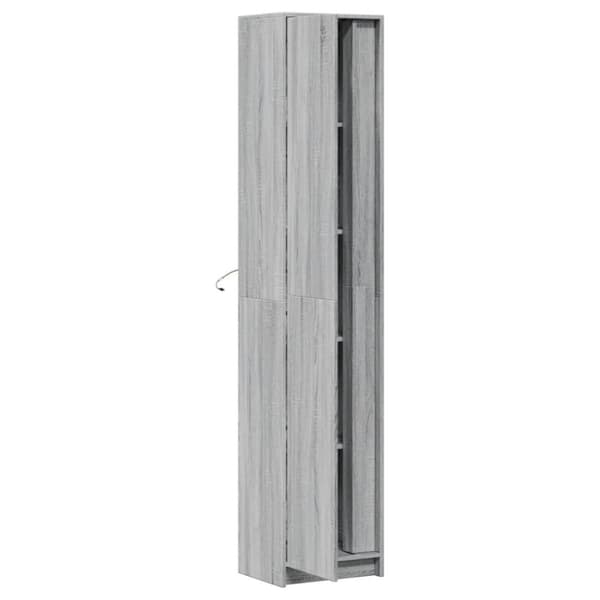vidaXL Garderobe med LED grå sonoma 41,5x32,5x200 cm konstruert tre