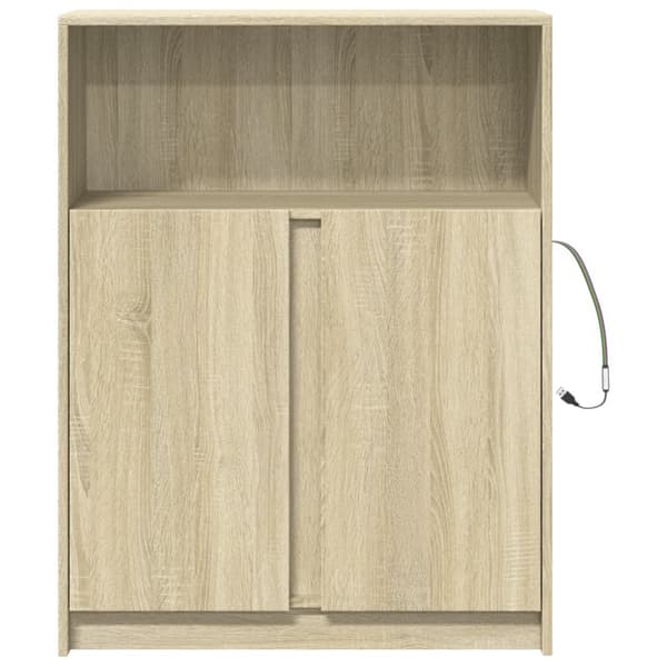 vidaXL skab med LED 77x34x100 cm konstrueret træ sonoma-eg