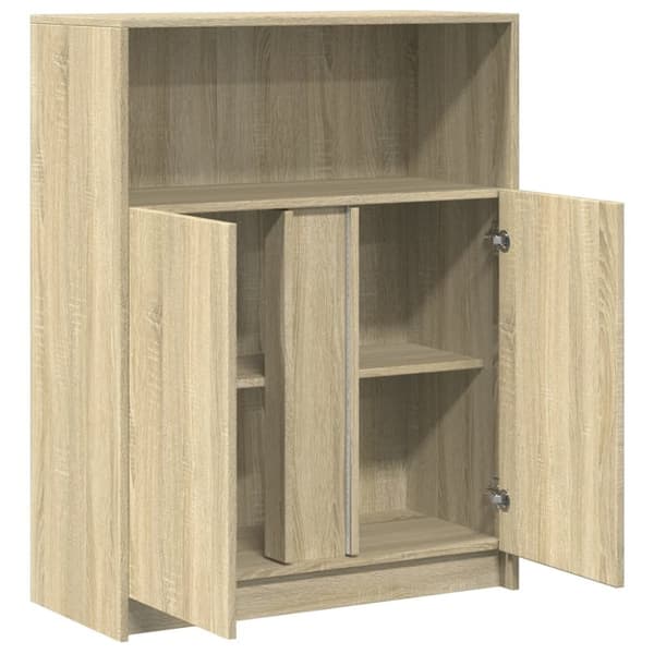 vidaXL skab med LED 77x34x100 cm konstrueret træ sonoma-eg