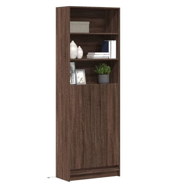 vidaXL Kaappi LED-valoilla ruskea tammi 69x32,5x200 cm tekninen puu