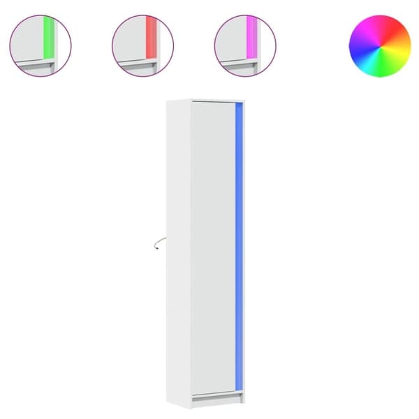 vidaXL skab med LED-lys 41,5x32,5x200 cm konstrueret træ hvid