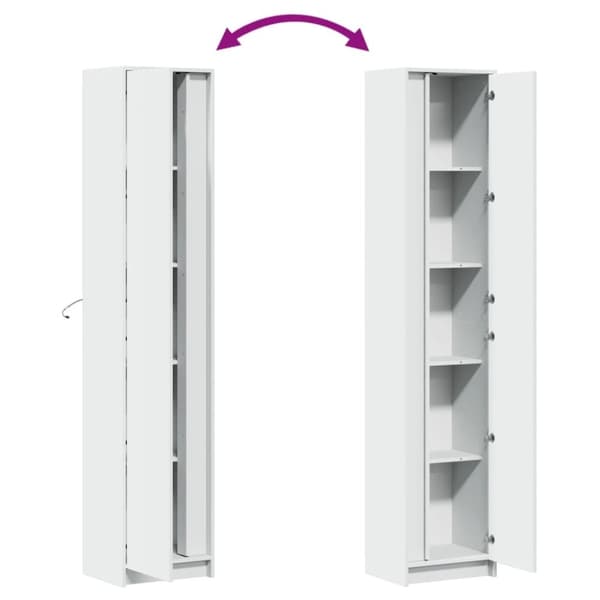 vidaXL skab med LED-lys 41,5x32,5x200 cm konstrueret træ hvid