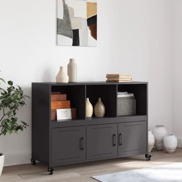 vidaXL Skänk svart 100,5x39x72 cm stål