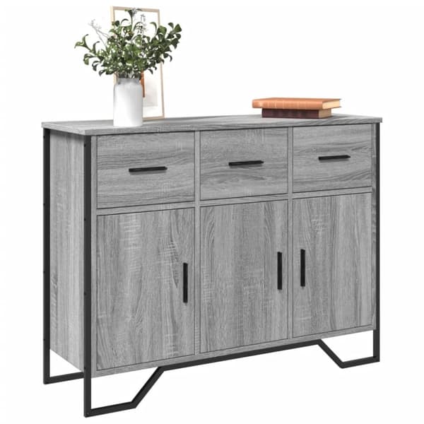 vidaXL skænk 97x32,5x74,5 cm konstrueret træ grå sonoma-eg