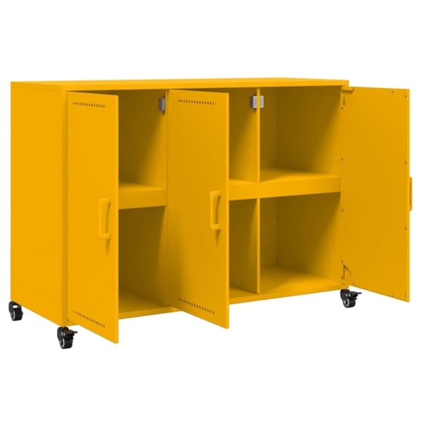 vidaXL Skjenk sennepsgul 100,5x39x72 cm stål