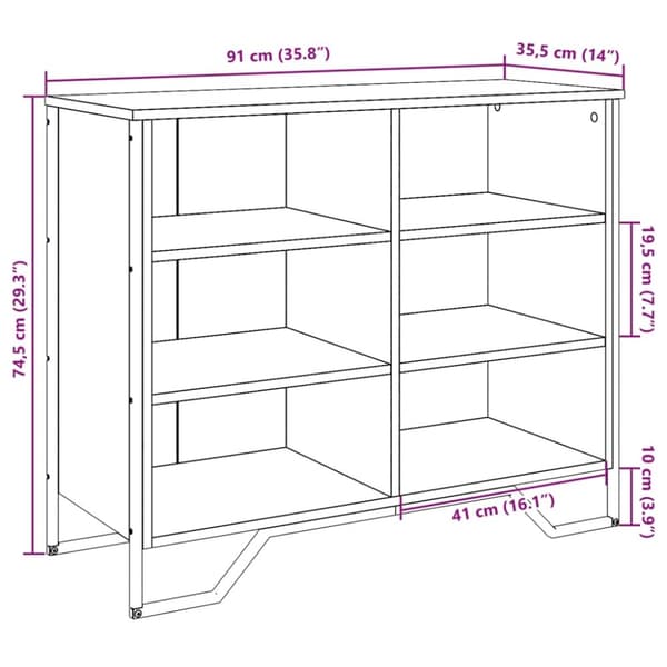 vidaXL Skjenk brun eik 91x35,5x74,5 cm konstruert tre