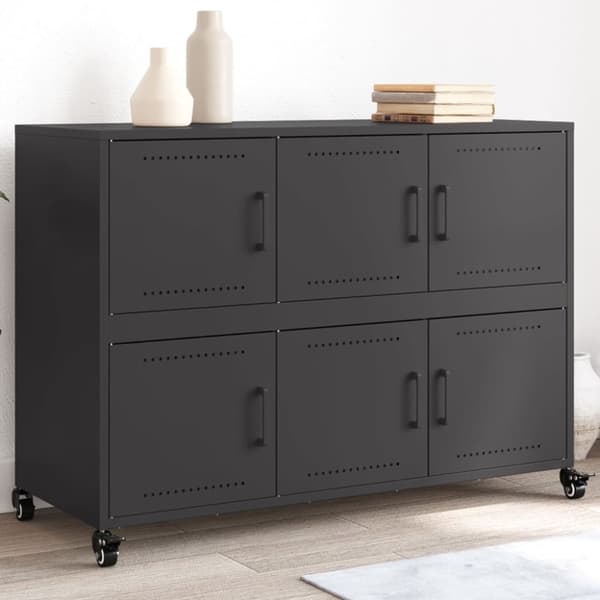 vidaXL Skjenk svart 100,5x39x72 cm stål
