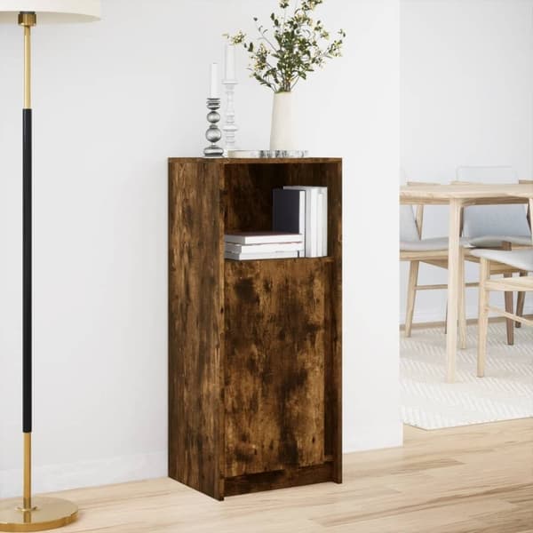 vidaXL skab med LED-lys 42,5x34x100 cm konstrueret træ røget eg