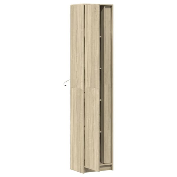 vidaXL skab med LED-lys 41,5x32,5x200 cm konstrueret træ sonoma-eg