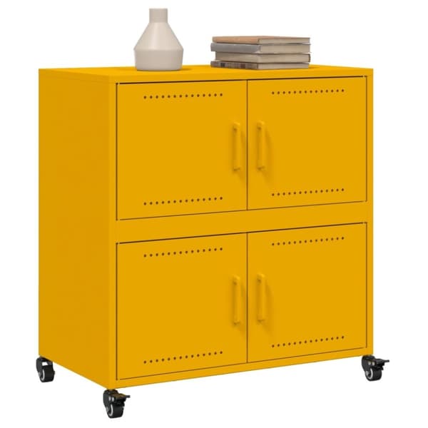 vidaXL Skjenk sennepsgul 68x39x72 cm stål