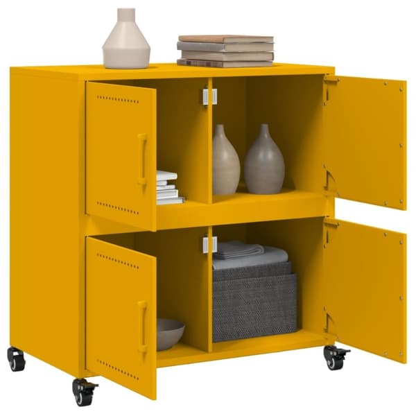 vidaXL Skjenk sennepsgul 68x39x72 cm stål