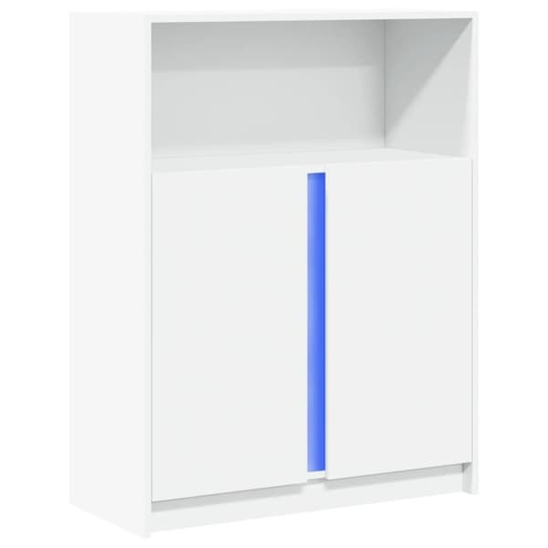 vidaXL reol med LED 77x34x100 cm konstrueret træ hvid