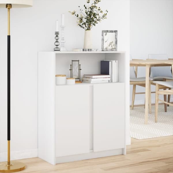 vidaXL reol med LED 77x34x100 cm konstrueret træ hvid