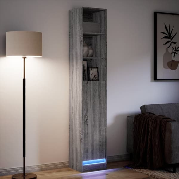 vidaXL Senkki LED-valoilla harmaa Sonoma 36x32,5x200 cm tekninen puu