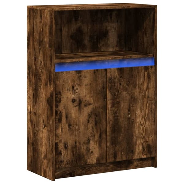 vidaXL Skjenk med LED røkt eik 72x34x100 cm konstruert tre