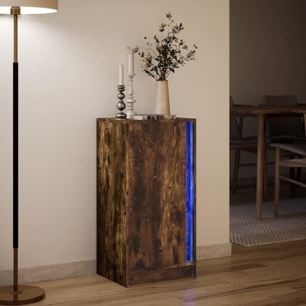 vidaXL Skjenk med LED røkt eik 42,5x34x85 cm konstruert tre