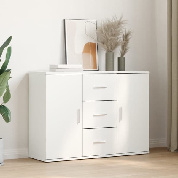vidaXL Skjenk hvit 90,5x29,5x65 cm konstruert tre