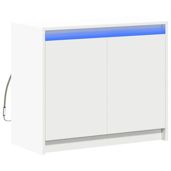 vidaXL Skjenk med LED hvit 72x34x61 cm konstruert tre