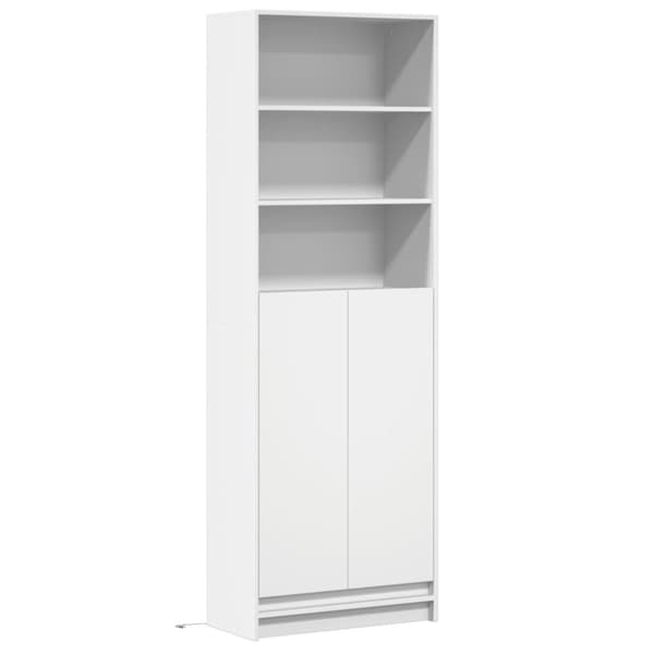 vidaXL skab med LED-lys 69x32,5x200 cm konstrueret træ hvid