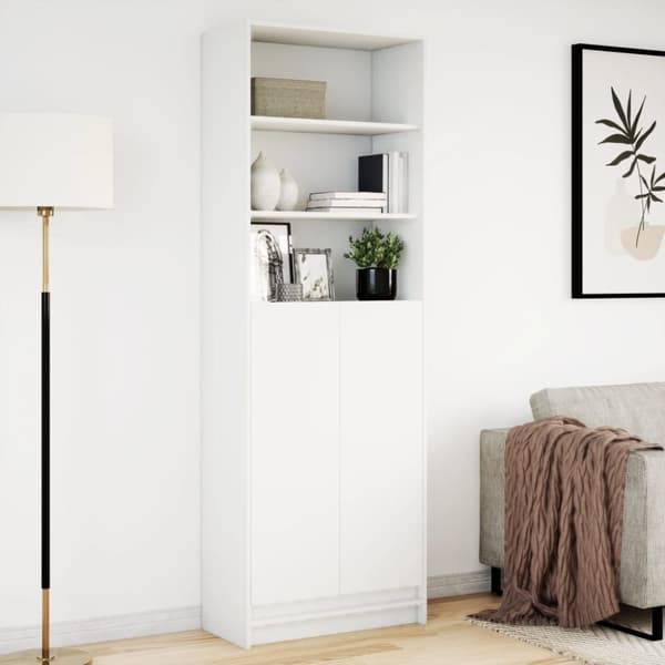 vidaXL skab med LED-lys 69x32,5x200 cm konstrueret træ hvid