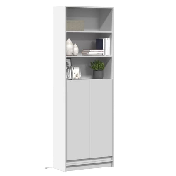vidaXL skab med LED-lys 69x32,5x200 cm konstrueret træ hvid