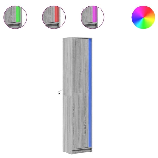vidaXL skab med LED-lys 41,5x32,5x200 cm konstrueret træ grå sonoma-eg