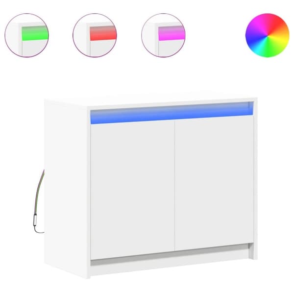 vidaXL skænk med LED-lys 72x34x61 cm konstrueret træ hvid