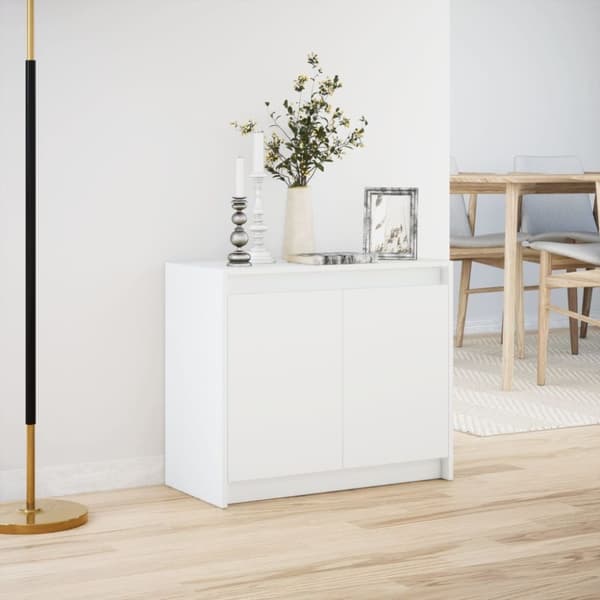 vidaXL skænk med LED-lys 72x34x61 cm konstrueret træ hvid