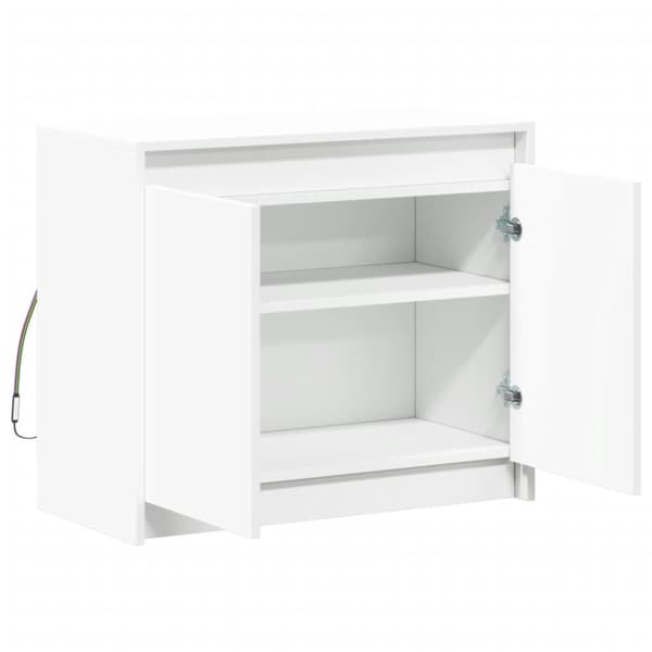 vidaXL skænk med LED-lys 72x34x61 cm konstrueret træ hvid