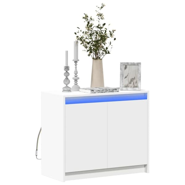 vidaXL skænk med LED-lys 72x34x61 cm konstrueret træ hvid