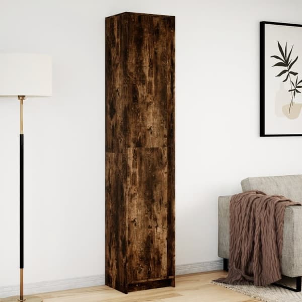 vidaXL skab med LED-lys 41,5x32,5x200 cm konstrueret træ røget eg