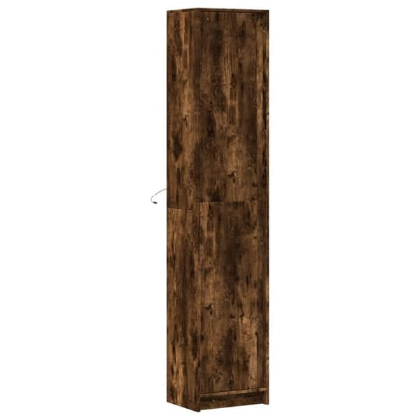 vidaXL skab med LED-lys 41,5x32,5x200 cm konstrueret træ røget eg