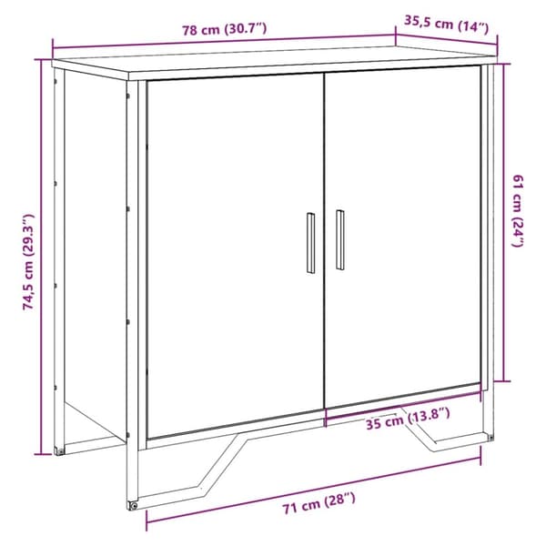 vidaXL Senkki ruskea tammi 78x35,5x74,5 cm tekninen puu
