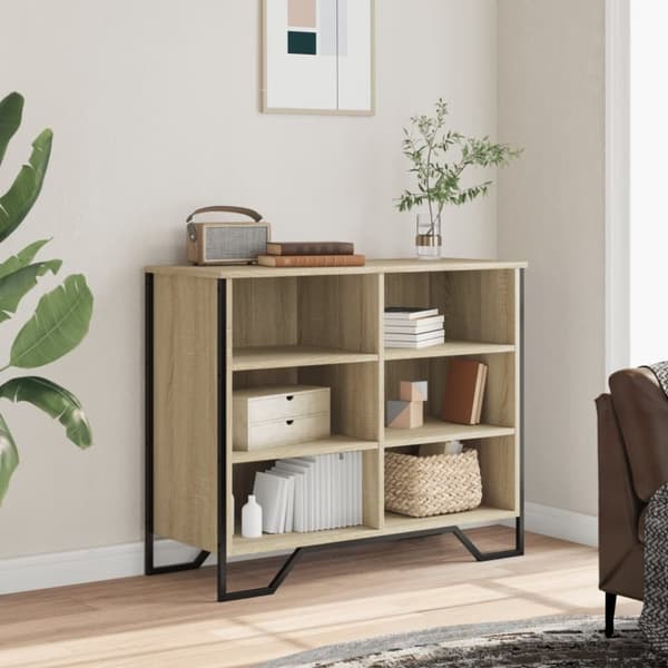 vidaXL Skjenk sonoma eik 91x35,5x74,5 cm konstruert tre