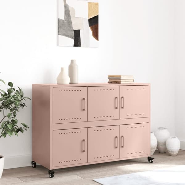 vidaXL Skänk rosa 100,5x39x72 cm stål