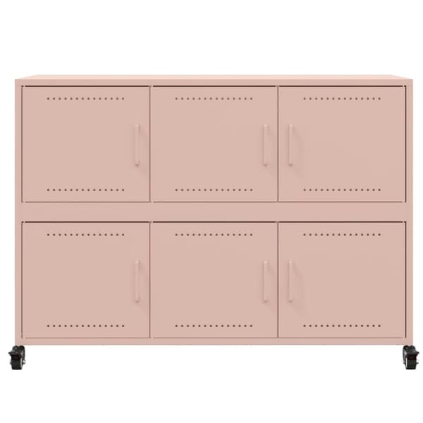 vidaXL Skänk rosa 100,5x39x72 cm stål