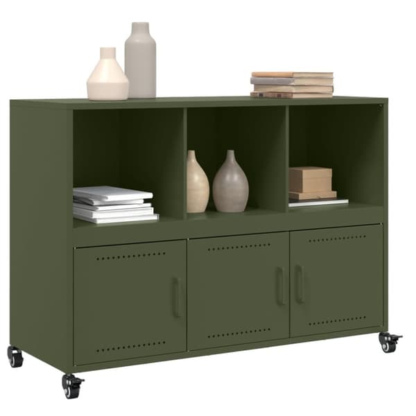 vidaXL Skjenk olivengrønn 100,5x39x72 cm stål