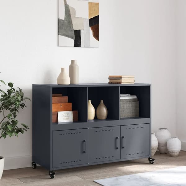 vidaXL skænk 100,5x39x72 cm stål antracitgrå