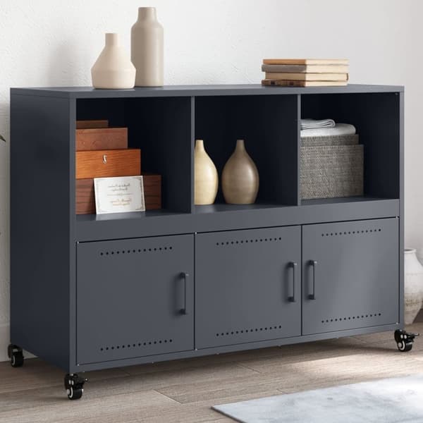 vidaXL skænk 100,5x39x72 cm stål antracitgrå