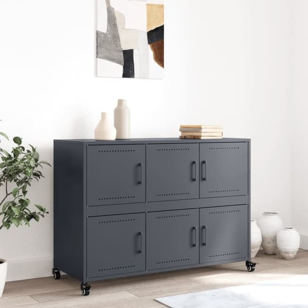 vidaXL skænk 100,5x39x72 cm stål antracitgrå