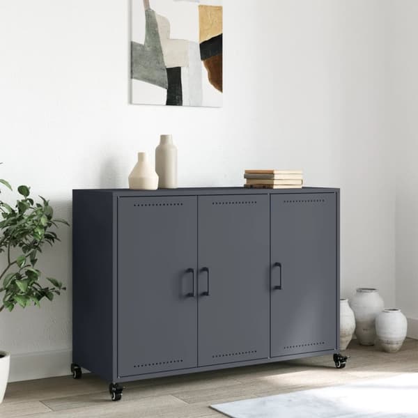 vidaXL skænk 100,5x39x72 cm stål antracitgrå