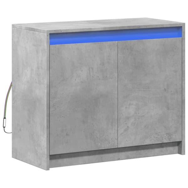 vidaXL skab med LED-lys 72x34x61 cm konstrueret træ betongrå